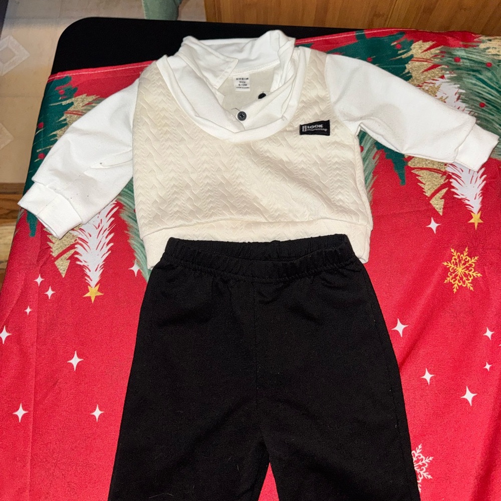 SHEIN Cream Vest and Black Pants Set
